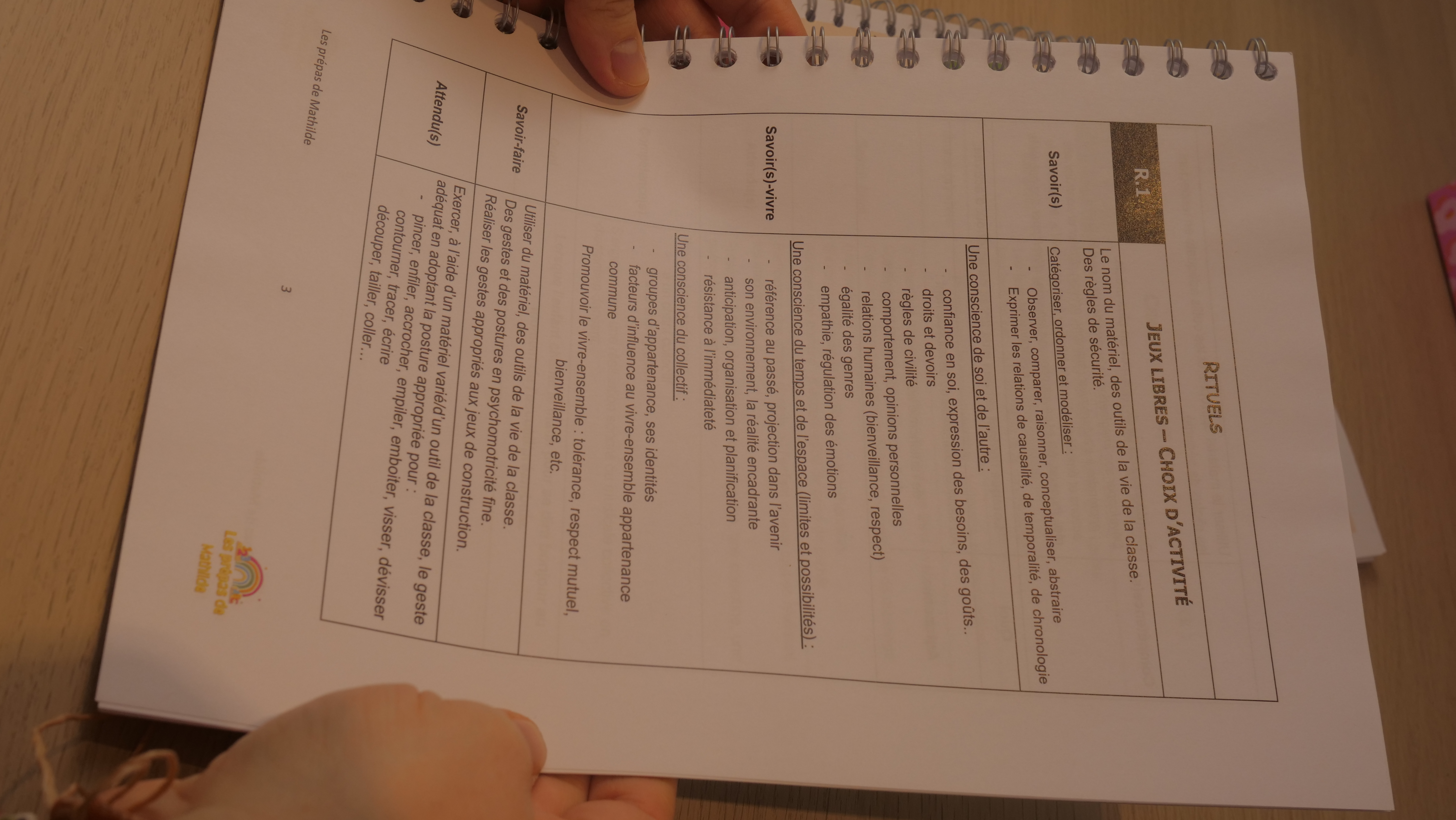 Mathilde consultant une fiche du dossier Rituels à son bureau