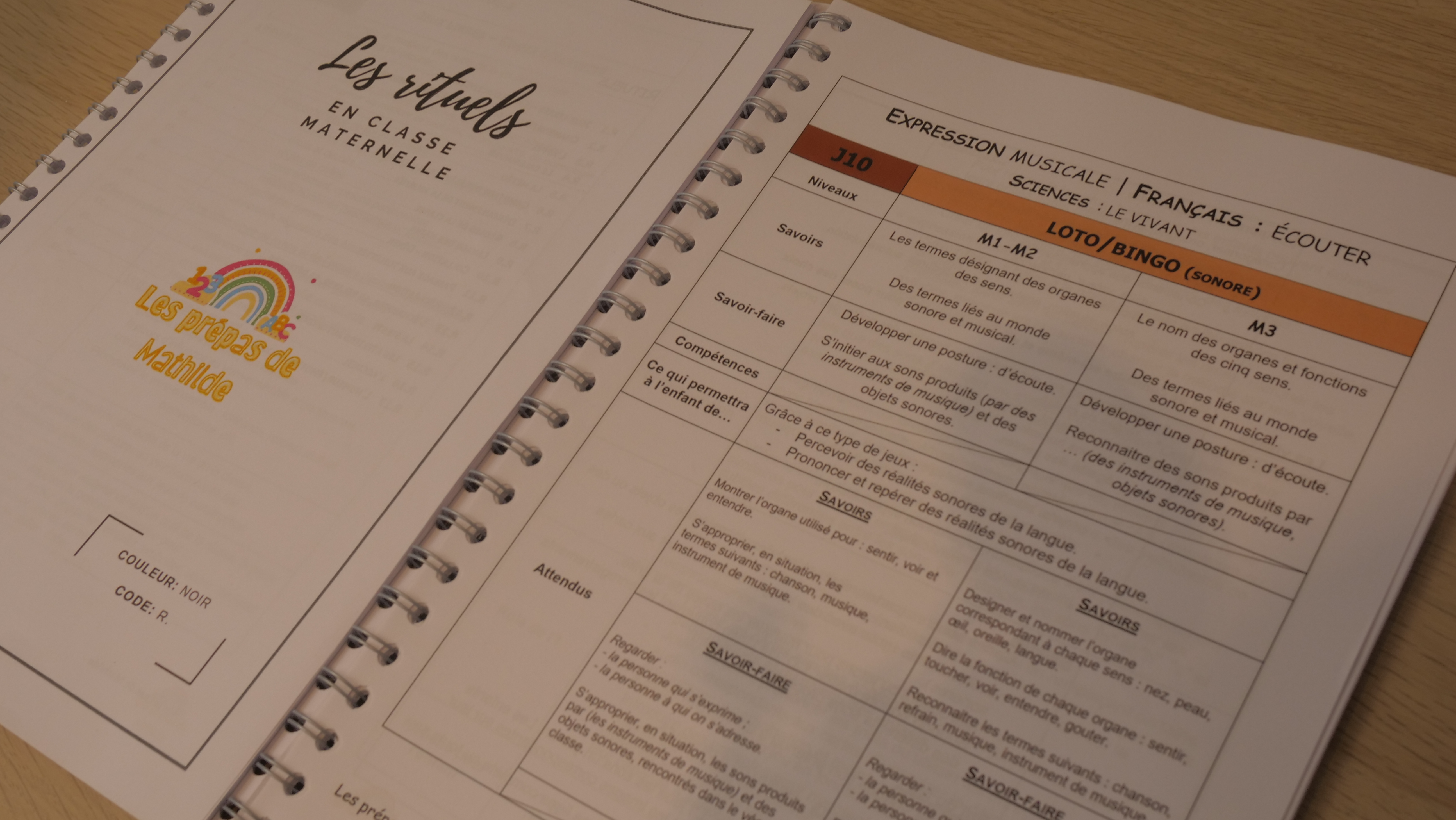 Dossier Rituels ouvert sur une fiche Expression musicale - Loto Bingo